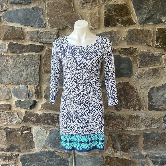 Lilly Pulitzer Black and White Sheath Dress with 3/4 Sleeves - Picture 1 of 6